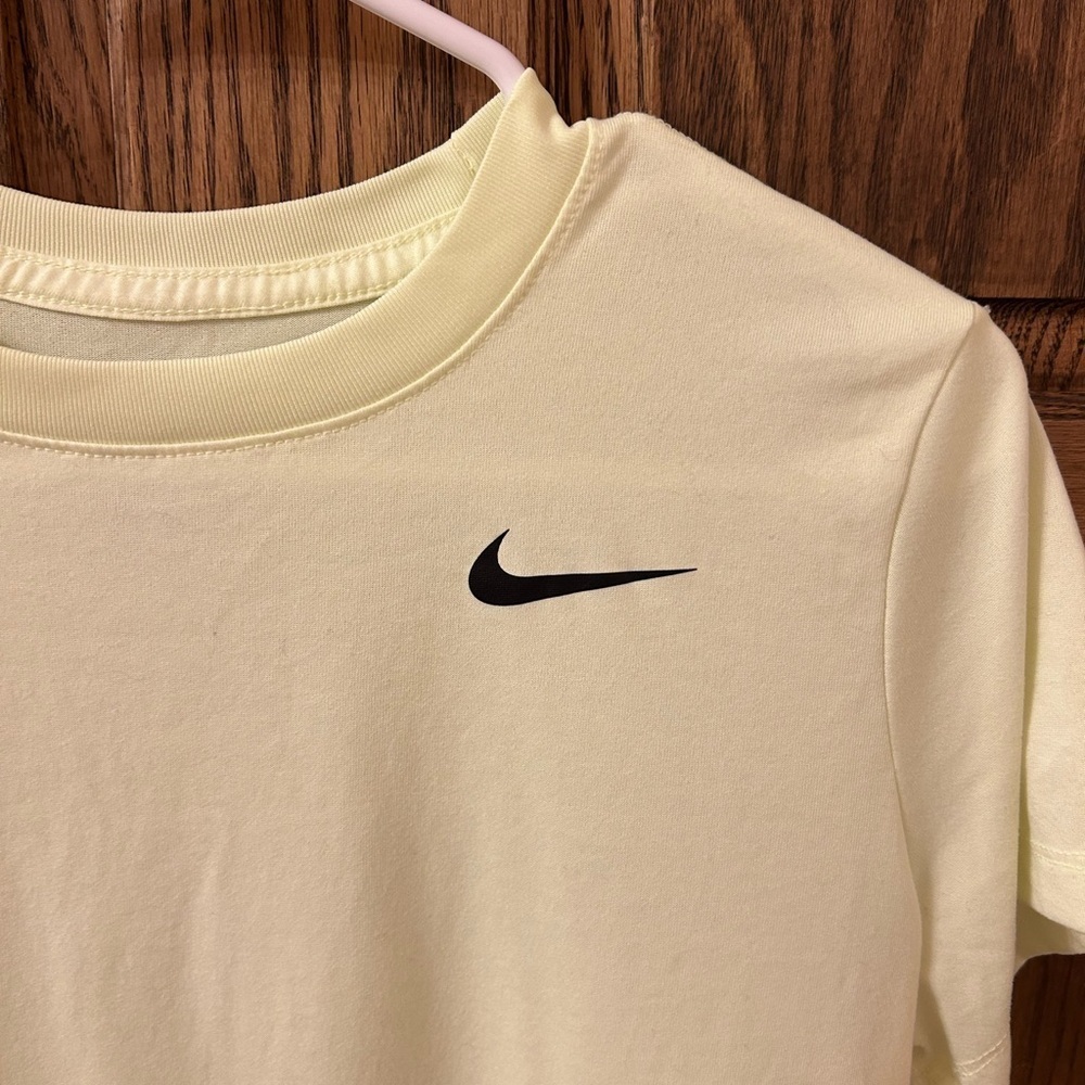 Nike Dri-Fit Light Yellow Tee with Black Swoosh Medium - Picture 2 of 5